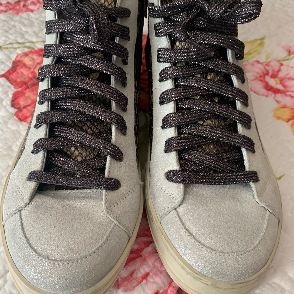 New P448 Star Gold Brown Shimmer Python High Top … - image 4